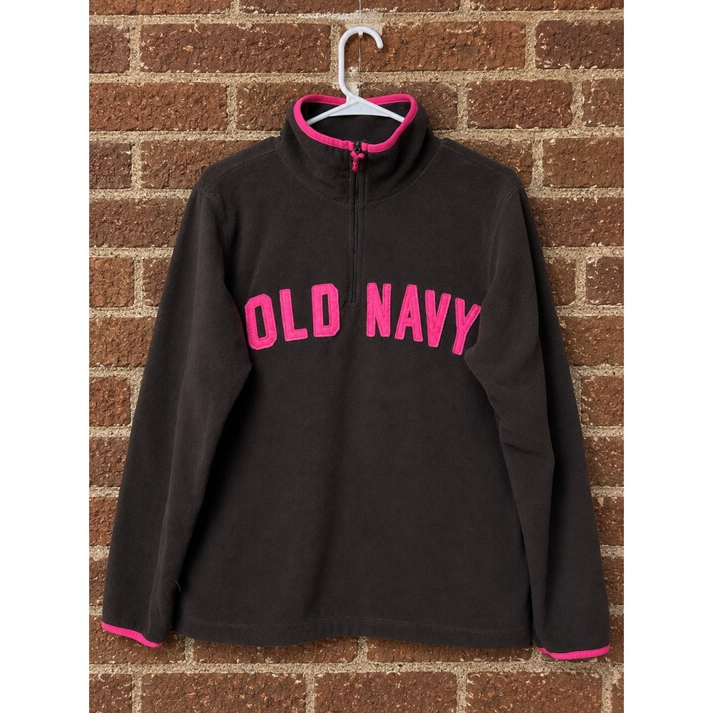 Y2K Old Navy Quarter Zip Fleece Pullover Brown Pink L Gorpcore Fall 2000s Cozy
